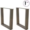 Kavos staliuko kojelės, V formos, 2 vnt., natūralus plienas, 50x(42-43,3) cm, plienas
