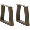 Kavos staliuko kojelės, V formos, 2 vnt., natūralus plienas, 40x(30-31,3) cm, plienas