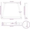 Kavos staliuko kojelės, V formos, 2 vnt., natūralus plienas, 40x(30-31,3) cm, plienas