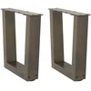 Kavos staliuko kojelės, V formos, 2 vnt., natūralus plienas, 40x(30-31,3) cm, plienas