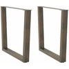 Valgomojo stalo kojelės, V formos, 2 vnt., natūralus plienas, 90x(72-73,3) cm, plienas