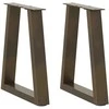 Kavos staliuko kojelės, V formos, 2 vnt., natūralus plienas, 38x(42-43,3) cm, plienas