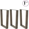 Valgomojo stalo kojelės, V formos, 3 vnt., natūralus plienas, 70x(72-73,3) cm, plienas