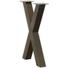 Valgomojo stalo kojos, X formos, 2 vnt., natūralus plienas, 50x(72-73) cm, plienas