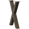 Valgomojo stalo kojos, X formos, 2 vnt., natūralus plienas, 60x(72-73) cm, plienas