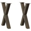 Valgomojo stalo kojos, X formos, 2 vnt., natūralus plienas, 50x(72-73) cm, plienas