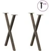 Valgomojo stalo kojos, X formos, 2 vnt., natūralus plienas, 50x(72-73) cm, plienas