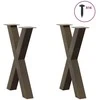 Valgomojo stalo kojos, X formos, 2 vnt., natūralus plienas, 50x(72-73) cm, plienas