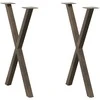 Valgomojo stalo kojos, X formos, 2 vnt., natūralus plienas, 50x(72-73) cm, plienas