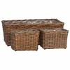 Vazonų krepšys su saugykla 3 pcs Ruda Kubu ratanas