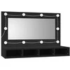 Veidrodinė spintelė su LED apšvietimu, juoda, 90x31,5x62cm
