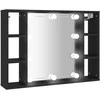 Veidrodinė spintelė su LED apšvietimu, juoda, 76x15x55cm