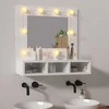 Veidrodinė spintelė su LED, balta, 60x31,5x62cm, blizgi