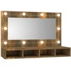 Veidrodinė spintelė su LED, dūminio ąžuolo, 90x31,5x62cm