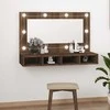 Veidrodinė spintelė su LED, ruda ąžuolo, 90x31,5x62 cm