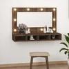 Veidrodinė spintelė su LED, ruda ąžuolo, 90x31,5x62 cm