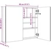 Veidrodinė vonios spintelė su LED, balta, 80x12x68cm, blizgi