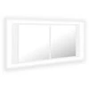 Veidrodinė vonios spintelė su LED, balta, 100x12x45cm, akrilas