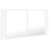 Veidrodinė vonios spintelė su LED, balta, 90x12x45cm, akrilas