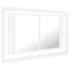 Veidrodinė vonios spintelė su LED, balta, 80x12x45cm, akrilas