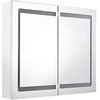 Veidrodinė vonios spintelė su LED, balta, 80x12x68cm, blizgi