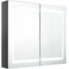 Veidrodinė vonios spintelė su LED, pilka, 80x12x68cm, blizgi