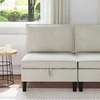 Vidurinė sofa su saugykla Kreminė Aksomas