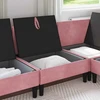 Vidurinė sofa su saugykla Rožinė Aksomas