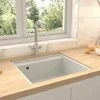 Virtuvės plautuvė su anga nuo persipildymo, balta, granitas