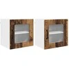 Sieninis stiklinis kabinetas LUCCA 2 pcs Sendintos medienos