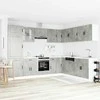 Virtuvinių spintelių komplektas, 14 dalių, Porto, betono pilka