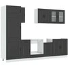 Virtuvinių spintelių komplektas, 8 dalių, Kalmar, juoda