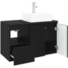 Vonios baldų rinkinys 2 vnt. Juoda Apdirbta mediena