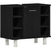 Vonios baldų rinkinys su lentyna 3 pcs Juoda 30 x 30 x 99,5 cm