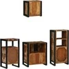 Vonios baldų rinkinys su stalčių 4 pcs Kietas atkurtas medis (Atnaujinta)
