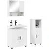 Vonios baldų rinkinys 3 pcs Balta Apdirbta mediena &amp; metalas