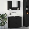 Vonios baldų rinkinys 2 pcs Juoda Inžinerinė mediena ir metalas