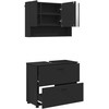 Vonios baldų rinkinys 2 pcs Juoda Inžinerinė mediena ir metalas