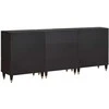 Vonios spintos komplektas 3 pcs Juoda 180 x 33 x 75 cm