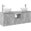 Vonios spintos komplektas 3 vnt. Betono pilka 129 x 41 x 80 cm
