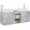 Vonios spintos komplektas 3 vnt. Betono pilka 129 x 41 x 80 cm