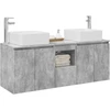 Vonios spintos komplektas 3 vnt. Betono pilka 135 x 35 x 80 cm