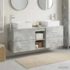 Vonios spintos komplektas 3 vnt. Betono pilka 53 x 34,5 x 63 cm