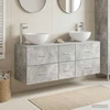 Vonios spintos komplektas 3 vnt. Betono pilka 129 x 35 x 80 cm