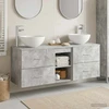 Vonios spintos komplektas 3 vnt. Betono pilka 129 x 35 x 80 cm