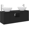 Vonios spintos komplektas 3 vnt. Juoda 129 x 44,5 x 80 cm