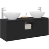 Vonios spintos komplektas 3 vnt. Juoda 129 x 44,5 x 80 cm