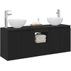 Vonios spintos komplektas 3 vnt. Juoda 129 x 41 x 80 cm