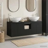 Vonios spintos komplektas 3 vnt. Juoda 129 x 44,5 x 80 cm