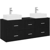 Vonios spintos komplektas 3 vnt. Juoda 129 x 41 x 79,5 cm